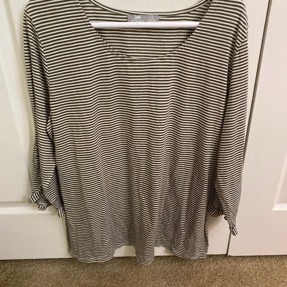 Riders by Lee Women's XL Heathered Stripe 3/4 Sleeve Top